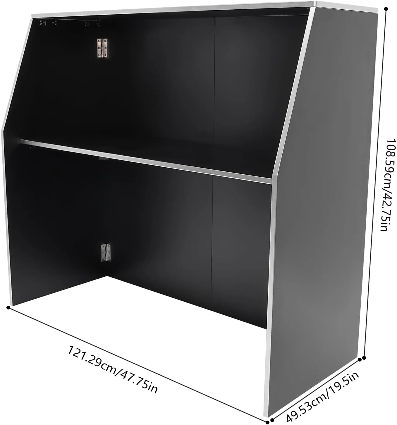 Portable Folding Event Bar with Top & Middle Shelves – Mobile Foldable Bar Cabinet for Parties, Events, and Home Use, Black   Aluminum Edge   Laminate
