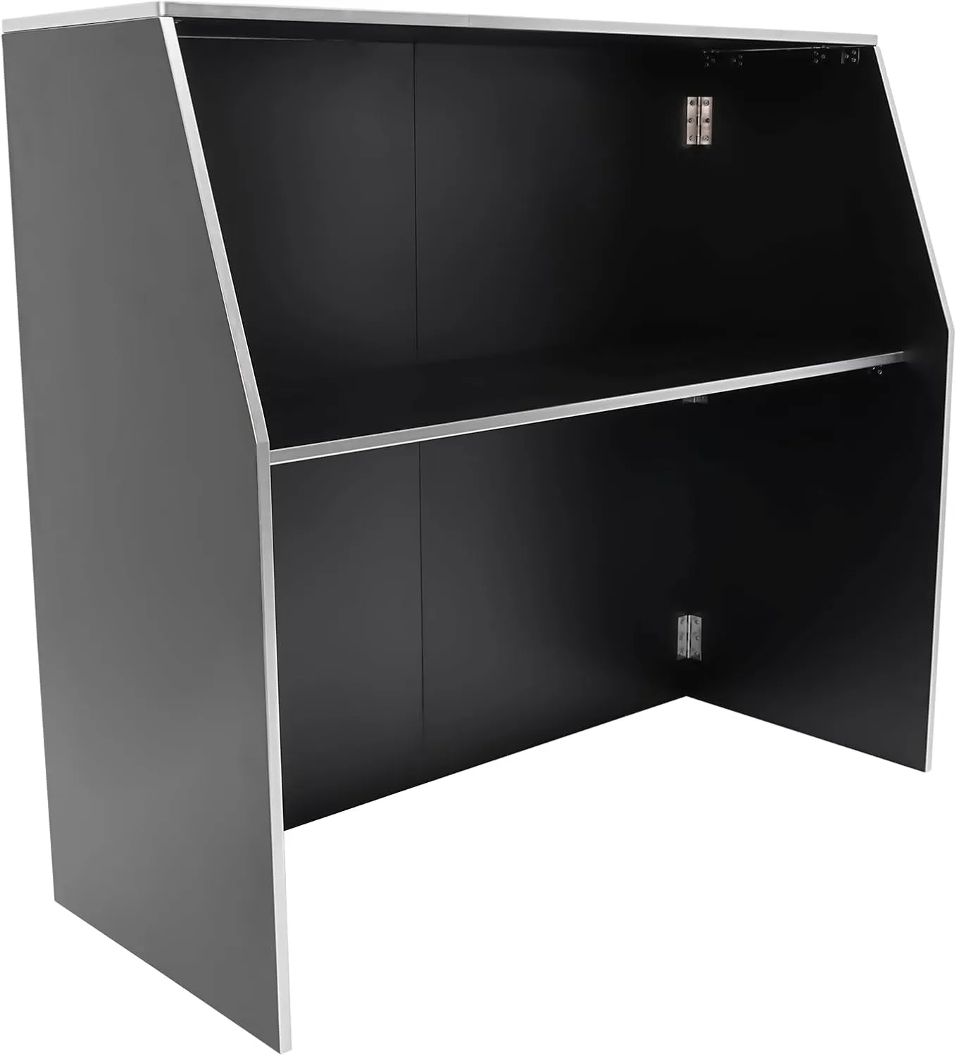 Portable Folding Event Bar with Top & Middle Shelves – Mobile Foldable Bar Cabinet for Parties, Events, and Home Use, Black   Aluminum Edge   Laminate