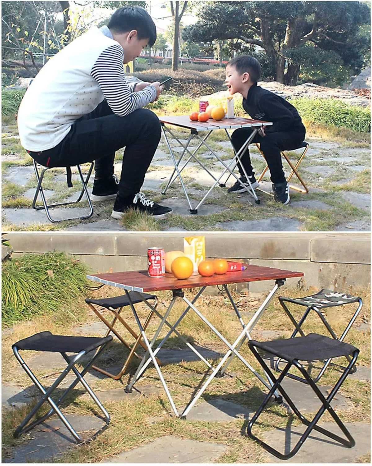 Portable Folding Stool - Camping Stool, 28CM Height Folding Stool with Carry Bag, Aluminum Alloy Bracket, Load Capacity 200kg, for Camping, Fishing, Picnic (Color : Blue)