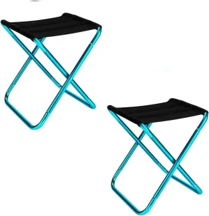 Portable Folding Stool - Camping Stool, 28CM Height Folding Stool with Carry Bag, Aluminum Alloy Bracket, Load Capacity 200kg, for Camping, Fishing, Picnic (Color : Blue)