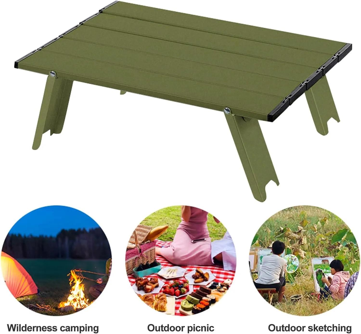 Portable Folding Table Camping Ultralight Aluminum Solid Construction Strong Load-Bearing High Stability Mini Size Collapsible