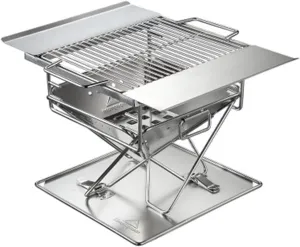 Portable Grills Barbecue Fire Pit with Storage Bag, Height Adjustable Barbecue Shelf, Charcoal Grill for Outdoor Cooking Camping Beach Picnic Backyard Camping BBQ