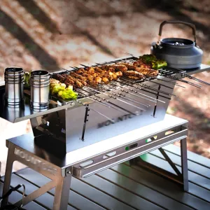 Portable Outdoor Folding BBQ Grill Set, Camping Picnic Grill Kit With Carrying Bag, 304 Stainless Steel - Perfect for Backyard,Tailgating Standard