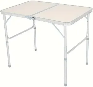 Portable Outdoor Folding Table for Leisure and Fun, Lightweight Aluminum with Adjustable Heights, for Camping and Picnics, Beige and Silver Gray
