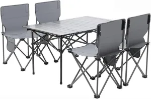 Portable Outdoor Picnic Table and airs, Aluminum Foldable Camping Table air Set Lightweight Roll-up Table Top Folding Table Casual air for BBQ Garden Hiking