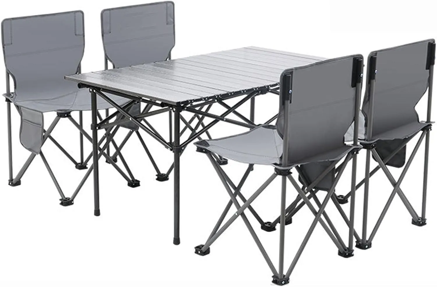 Portable Outdoor Picnic Table and airs, Aluminum Foldable Camping Table air Set Lightweight Roll-up Table Top Folding Table Casual air for BBQ Garden Hiking