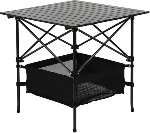 Portable Picnic Tables Folding Camping Table Aluminum Roll-Up Table with Carrying Bag Snack Charcuterie Table for Beach/Lawn/Travel