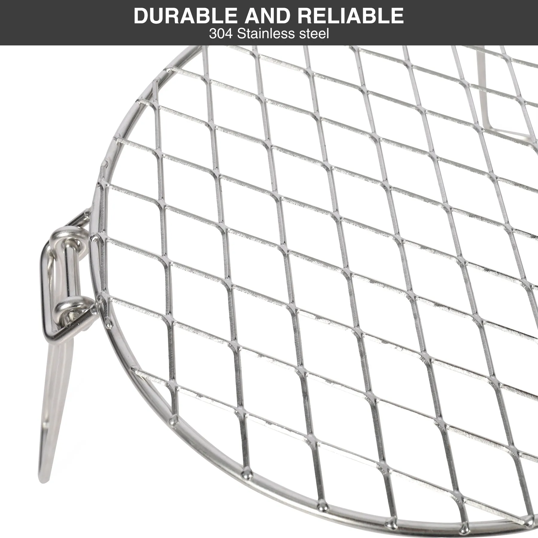 Portable Round Campfire Grill Grate with Foldable Legs, 12” From Redcamp