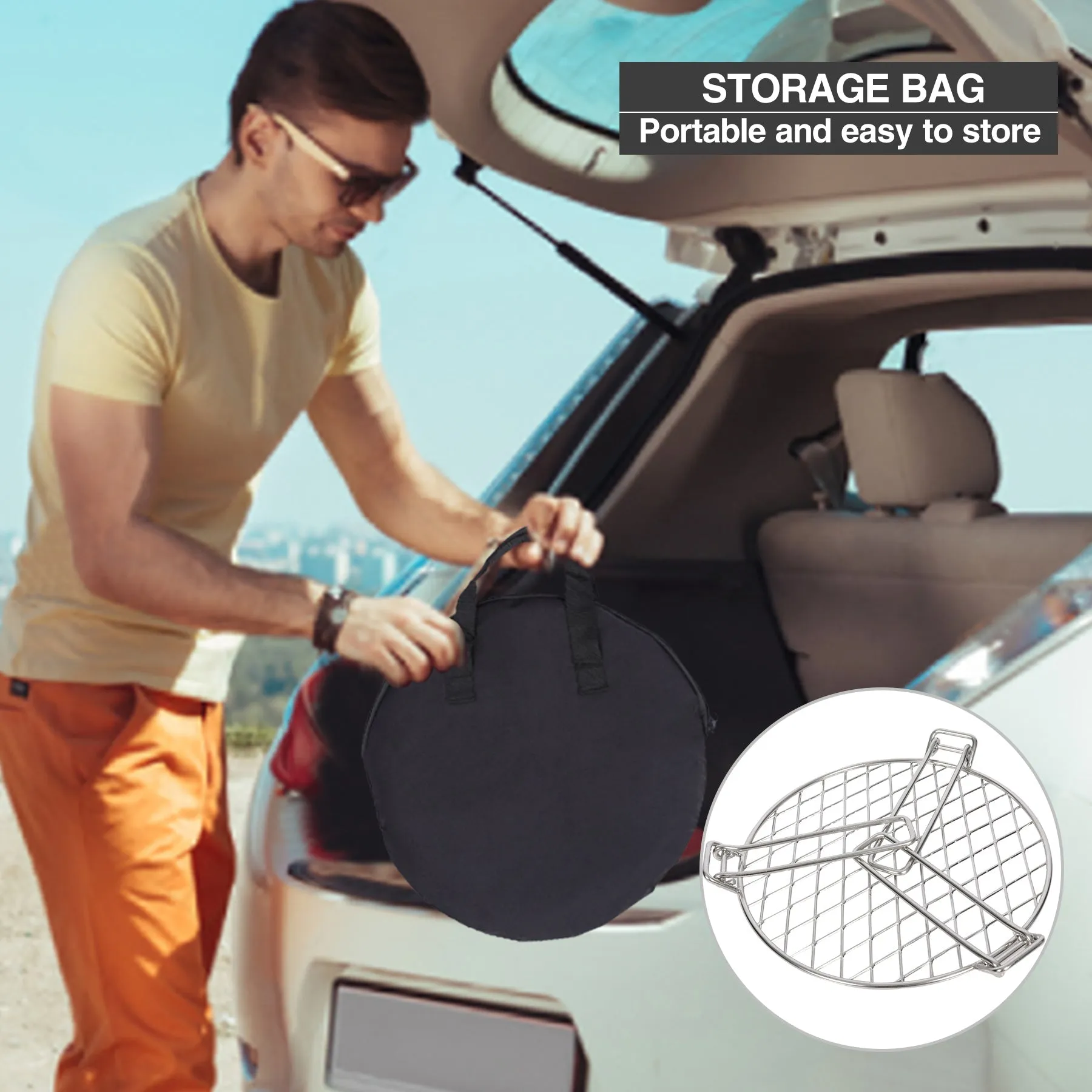 Portable Round Campfire Grill Grate with Foldable Legs, 12” From Redcamp