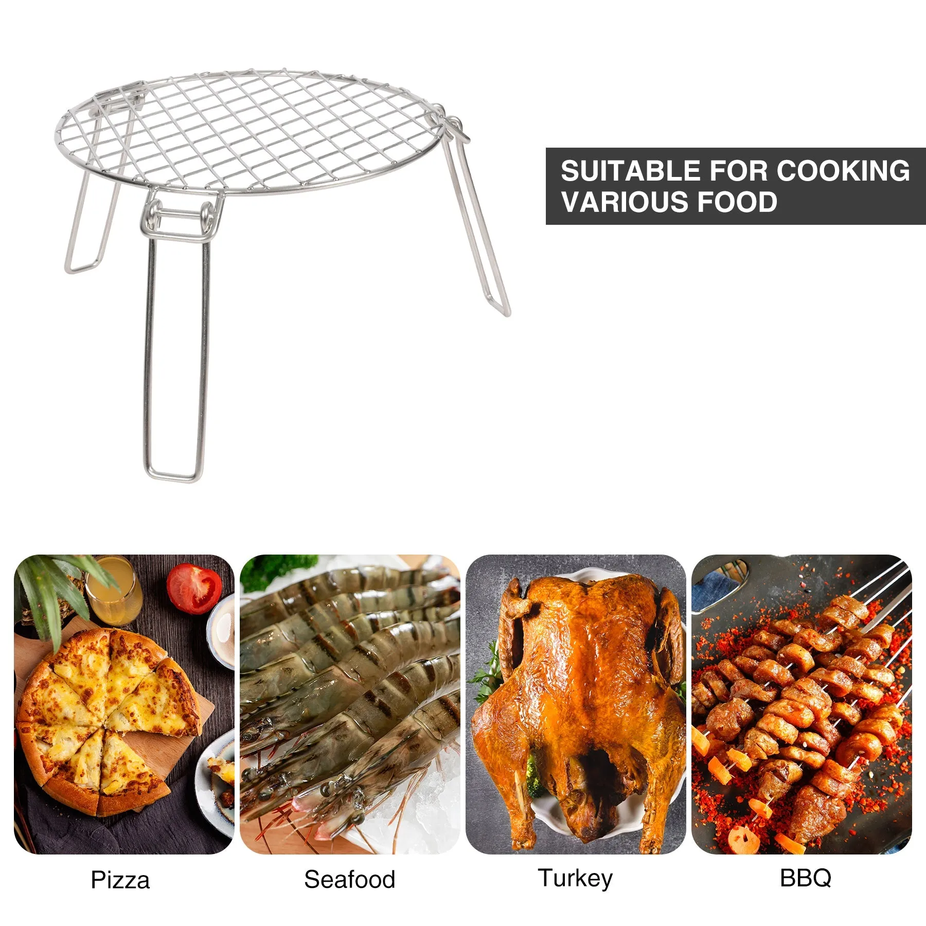 Portable Round Campfire Grill Grate with Foldable Legs, 12” From Redcamp