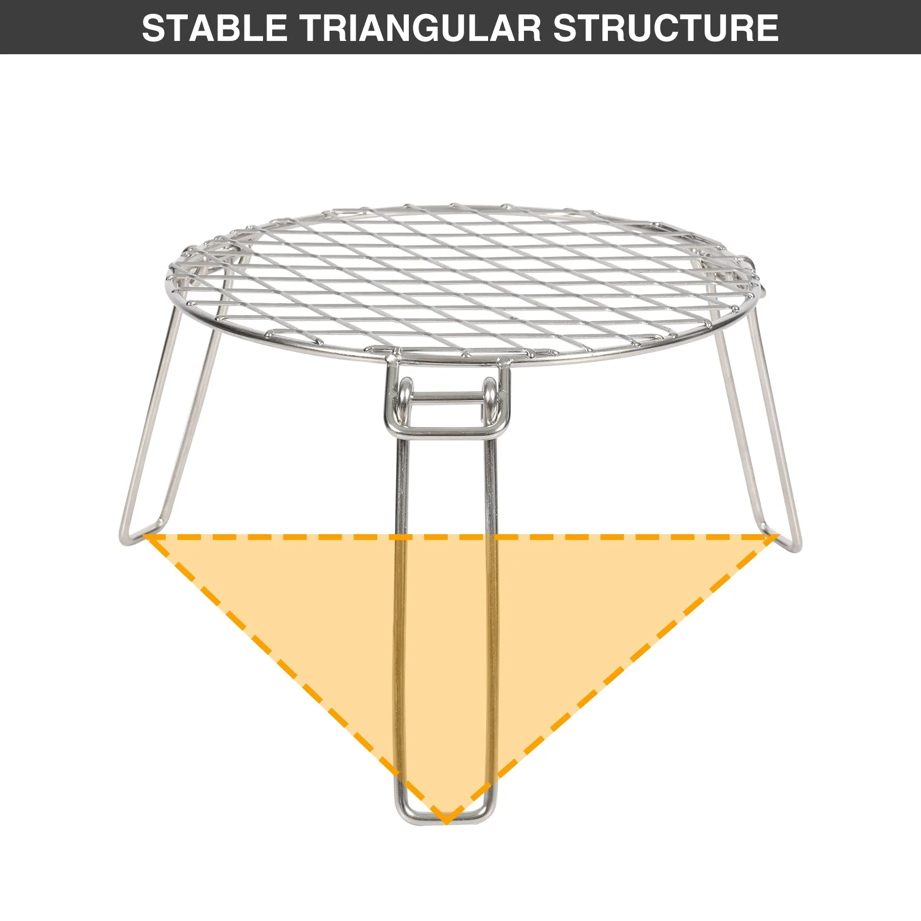 Portable Round Campfire Grill Grate with Foldable Legs, 12” From Redcamp