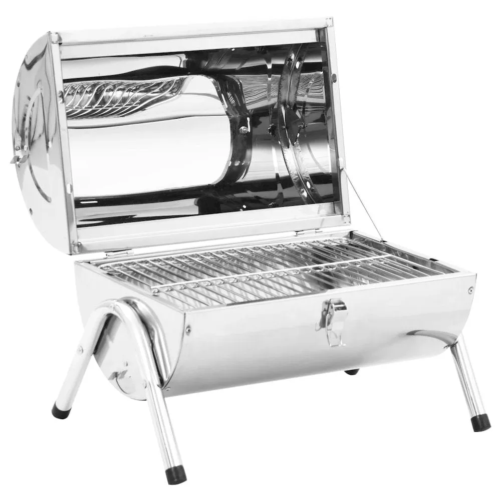 Portable Tabletop Charcoal BBQ Grill Stainless Steel Double Grids - vidaXL