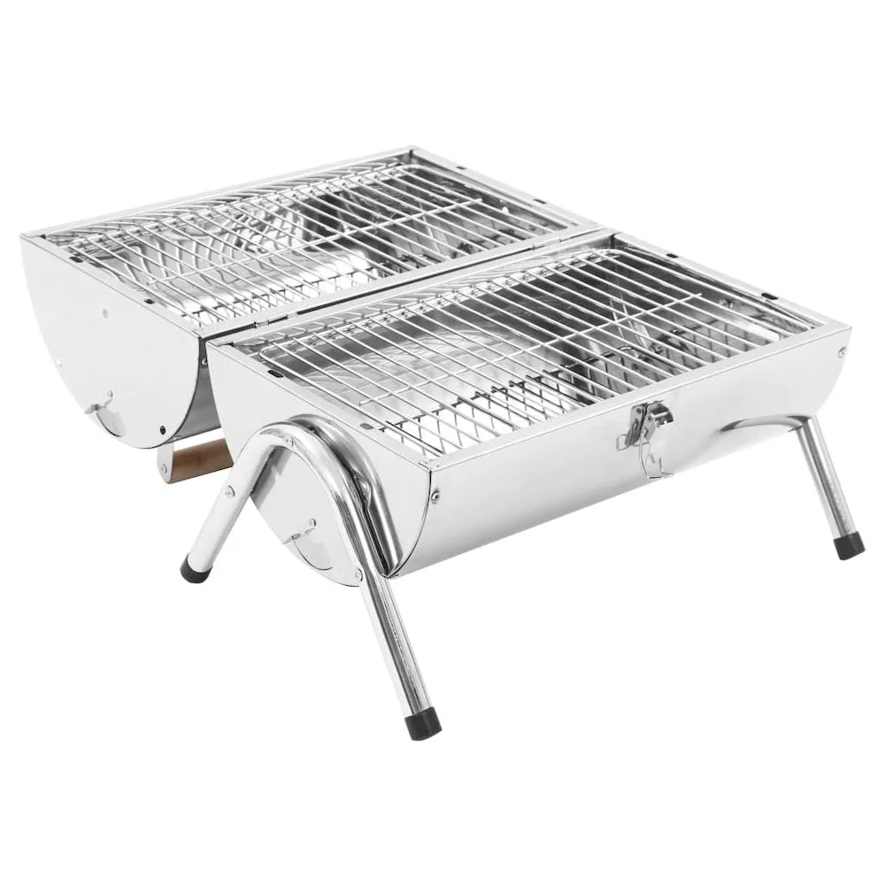 Portable Tabletop Charcoal BBQ Grill Stainless Steel Double Grids - vidaXL