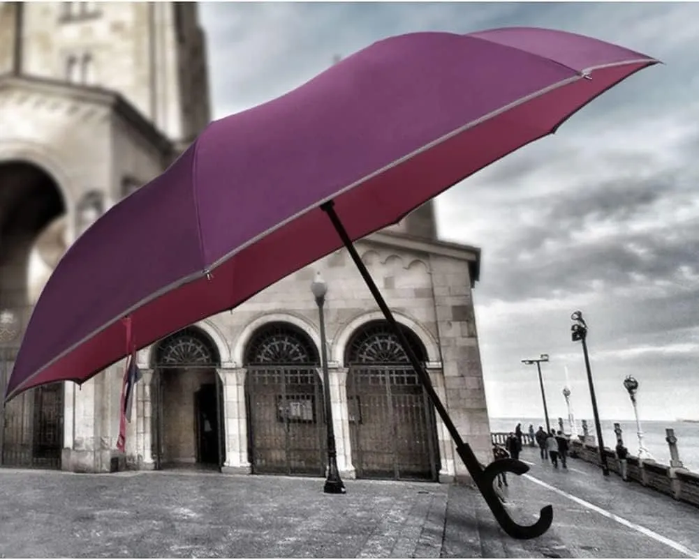 Portable Umbrella for Travel Umbrella Windproof Inverted Umbrella Sturdy for Car Rain Outdoor with C-Shaped Handle Umbrella Outdoor(B)