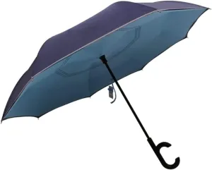 Portable Umbrella for Travel Umbrella Windproof Inverted Umbrella Sturdy for Car Rain Outdoor with C-Shaped Handle Umbrella Outdoor(B)