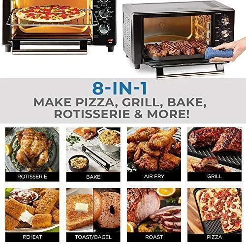 PowerXL Air Fryer Grill 8 in 1 Roast, Bake, Rotisserie, Electric Indoor Grill (6 Piece Accessory Pack), Black