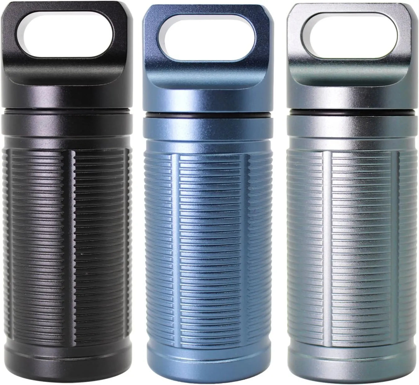 PPFISH Military Grade Air-Tight EDC Accessory Case, Waterproof Pill Fob Capsule/Match Case Battery Holder, Outdoor Survival Storage Container Dry Box (Pack of 3)