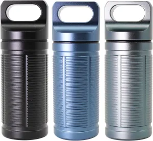 PPFISH Military Grade Air-Tight EDC Accessory Case, Waterproof Pill Fob Capsule/Match Case Battery Holder, Outdoor Survival Storage Container Dry Box (Pack of 3)
