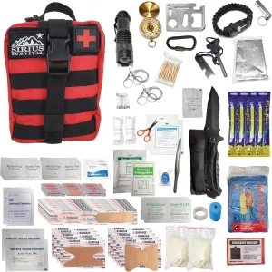 Premium 250 Piece Molle Survival & First Aid Kit - Outdoor Emergency Gear & Trauma Bag for Camping Hiking Hunting Car Cabin and Other Adventures