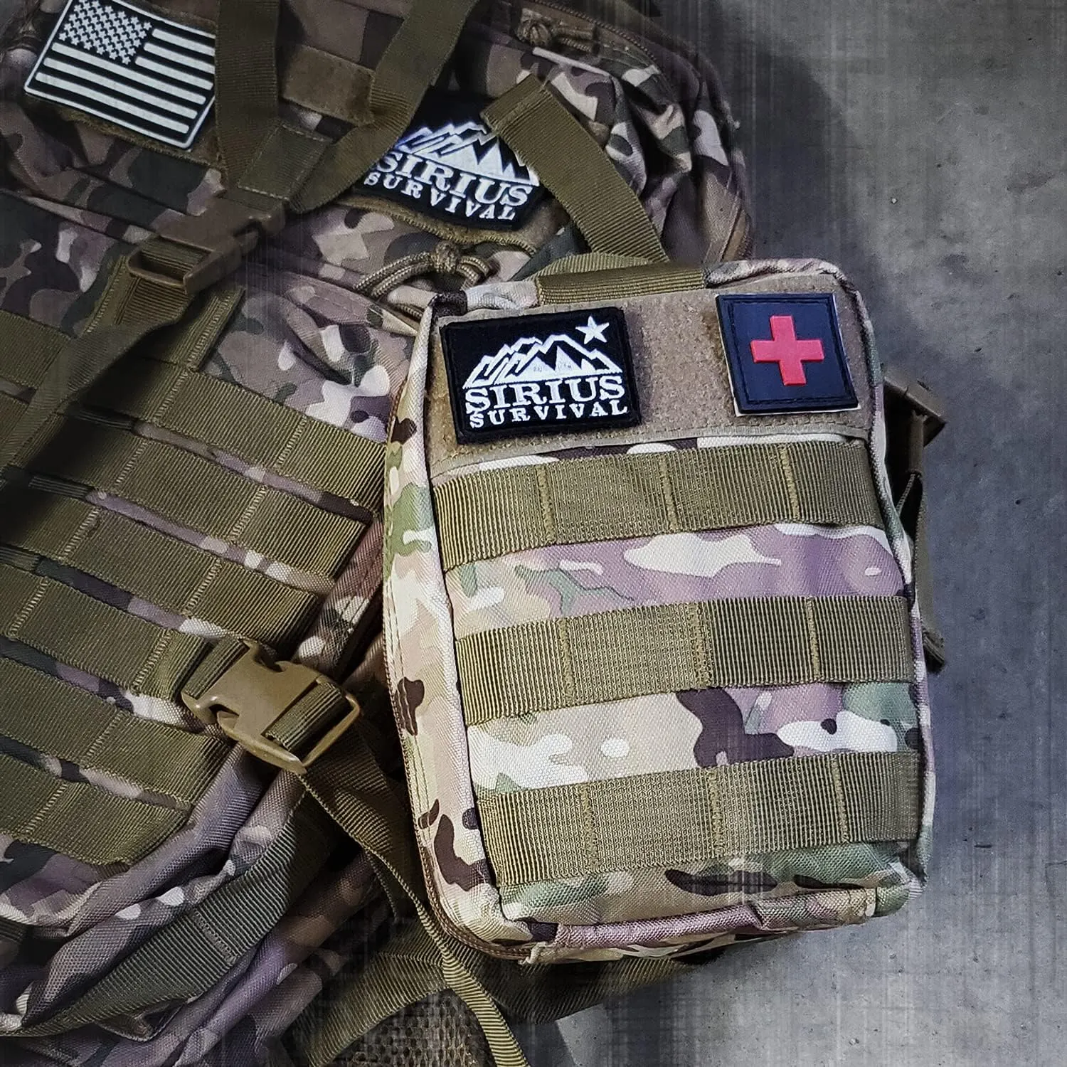 Premium 250 Piece Molle Survival & First Aid Kit - Outdoor Emergency Gear & Trauma Bag for Camping Hiking Hunting Car Cabin and Other Adventures