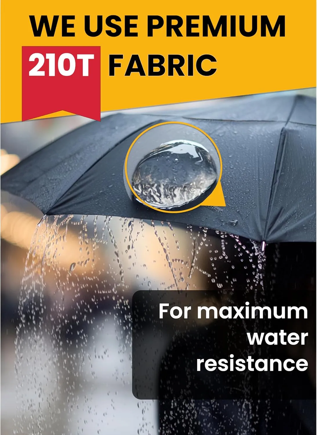 Premium Umbrellas for Rain Windproof Travel Automatic Open Close Large Canopy with Compact Folding Strong Lightweight Portable Umbrella for Car Backpack, Womens & Mens Umbrella - Black