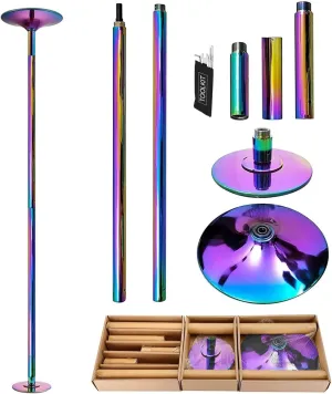 PRIOR FITNESS Premium Dance Pole Removable 45mm Spinning & Static Dancing Pole Heavy-Duty Steel Pole Dancing Pole, Adjustable Height Professional Grade Excellent for Home Exercise Club Gym