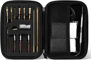 ProCase Universal Handgun Cleaning Kit for .22 .357 .38, 9mm .40 .45 Caliber Pistol, Zippered Compact Case with Brass Brush, Jag, Slotted Tip, Cleaning Pick, Cleaning Rod and Cleaning Patches