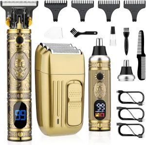 Professional Hair Trimmer for Men,Hair Clippers Nose Hair Trimmer Shaver Set,Cordless Barber Clippers,T-Blade Beard Trimmer Electric Shaver Razor for Men Haircutting Grooming Kit