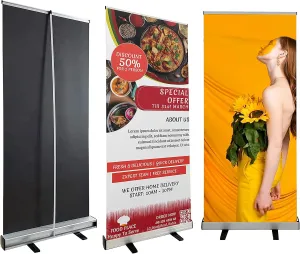Professional Roll Up Banner Custom Retractable Roll Up Stand with Personalized Banner Printing (Stander & Poster Print) for Trade Show Display & Event Promotion, Business, Wedding, - 33.5 x 83" (whole set))