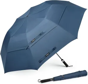 Prospo 62 Inch Portable Golf Umbrella Oversize Automatic Open Stick Umbrella Extra Large Double Canopy Vented Windproof Waterproof