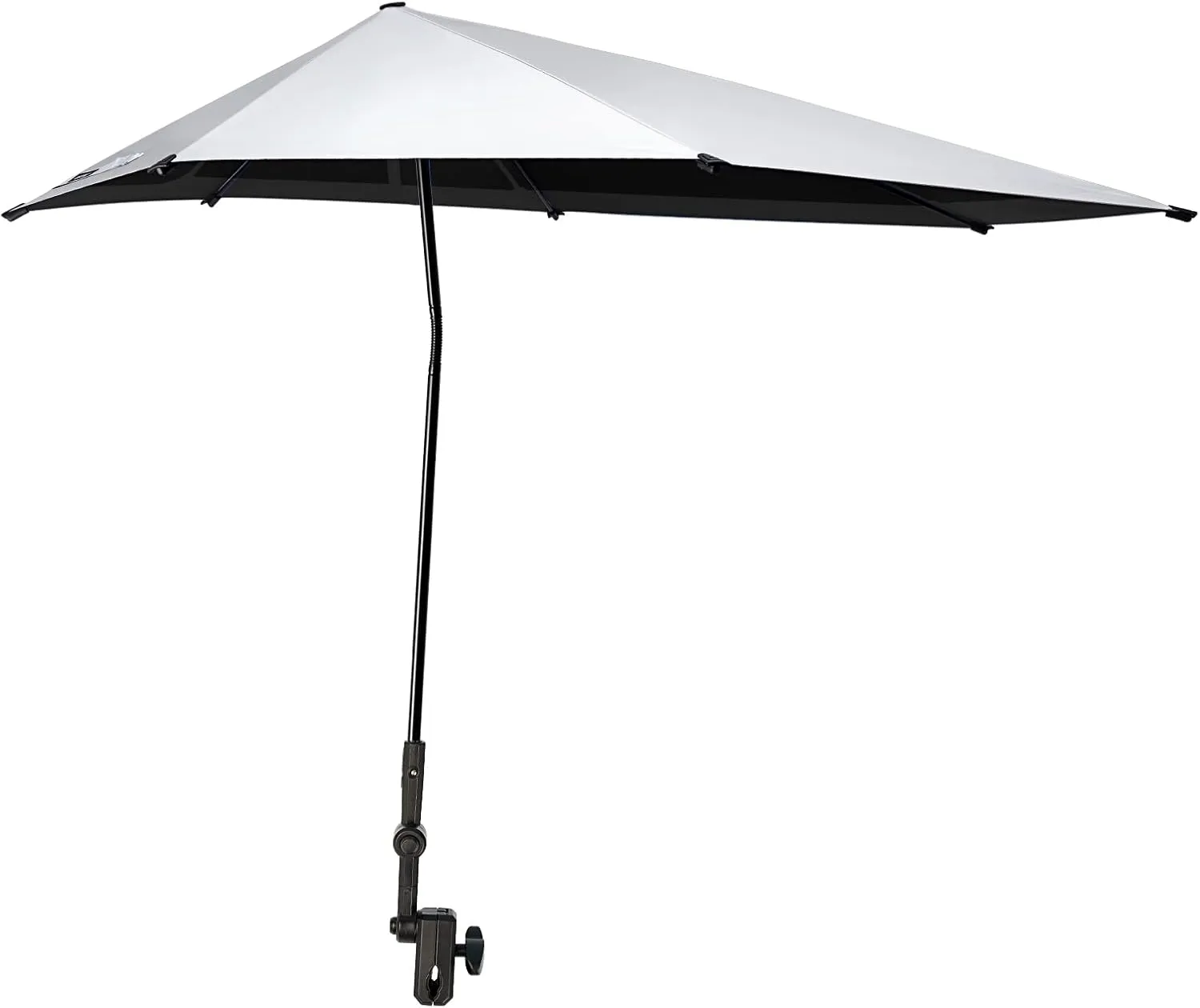 Prospo Adjustable Beach Umbrella with Universal Clamp, Portable UPF 50  UV Protection Umbrella for Chair, Wheelchair, Golf Cart, Stroller, Bleacher, Patio