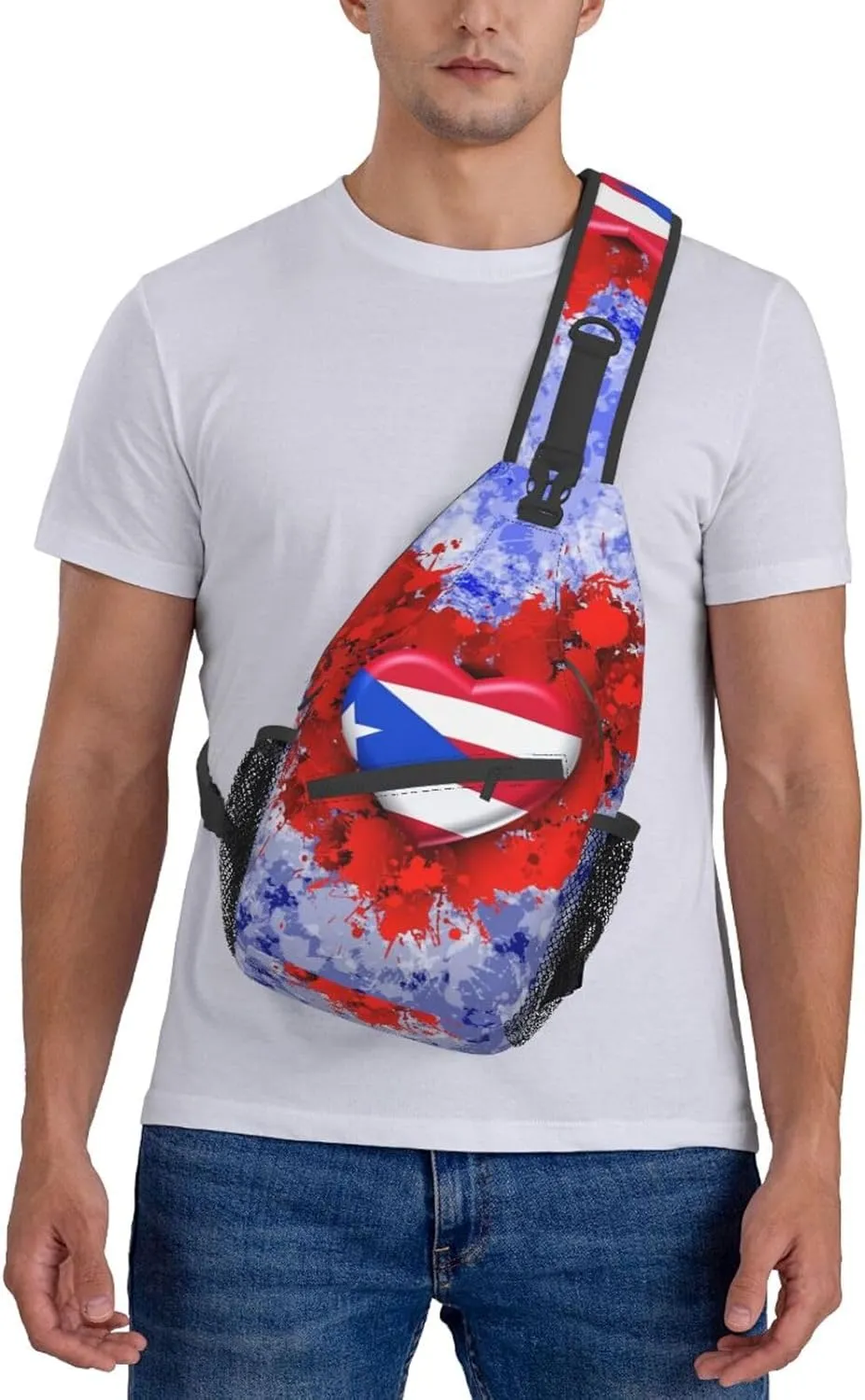 Puerto Rico Flag Sling Bag,Multipurpose Crossbody Backpack Shoulder Chest Bag for Women Men Travel Hiking Daypack