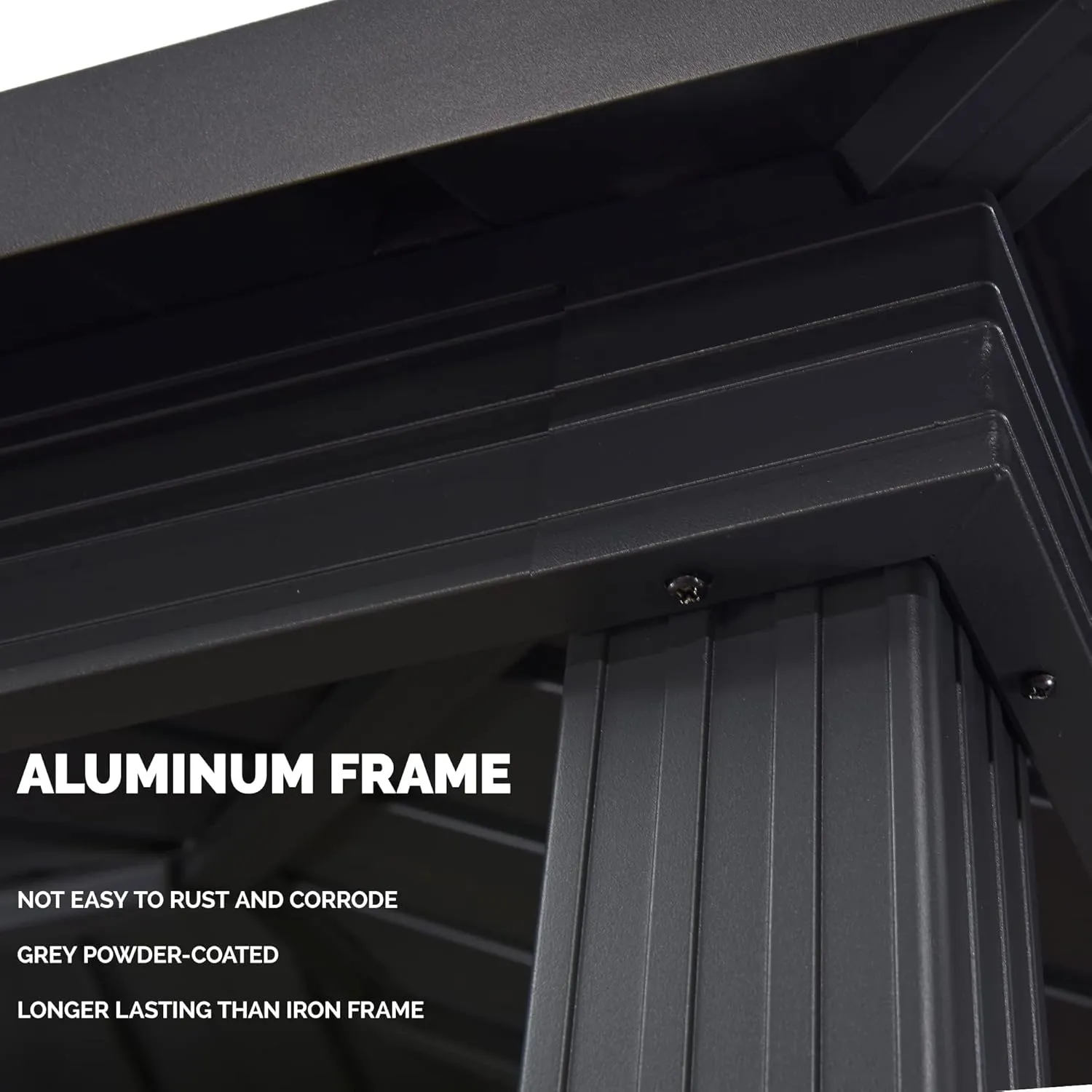 PURPLE LEAF 6.5' X 12' Hardtop Grill Gazebo for Patio Permanent Aluminum Barbeque Shelter with Ceiling Hook and Shelves Double Tiered Grey Outdoor BBQ Gazebo