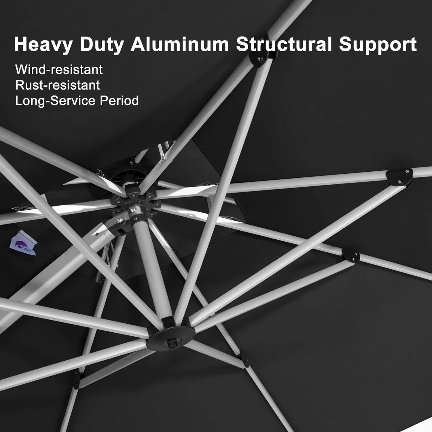 PURPLE LEAF 9ft Patio Umbrella Outdoor Square Umbrella Large Cantilever Umbrella Windproof Offset Heavy Duty Sun for Garden Deck Pool Patio, Black