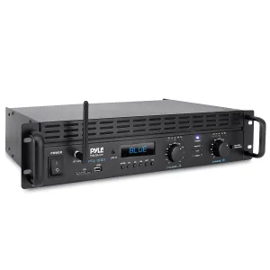 Pyle 2000W 2-Channel Bluetooth 5.0 Power Amplifier - Bridgeable Rack-Mount Pro Audio Receiver with TRS/XLR Input - LCD Display - Cooling Fan - Bridge Mode - 4-8 Ohm Speakers - PTA1000BT