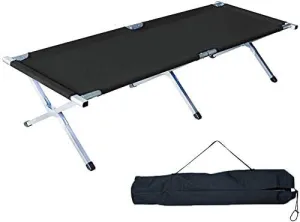 qiuqiu Outdoor Folding Camping Bed, Light Aluminium Steel Legs with Carry Bag,600D Oxford Cloth Folding Bed, Lunch Break Camp Bed,Single Portable Bed for Hiking Trip Camping