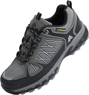 Queday Men's Waterproof Hiking Shoes Lightweight Anti Slip Outdoor Ankle Boots Breathable Hike Trekking Trails Shoes