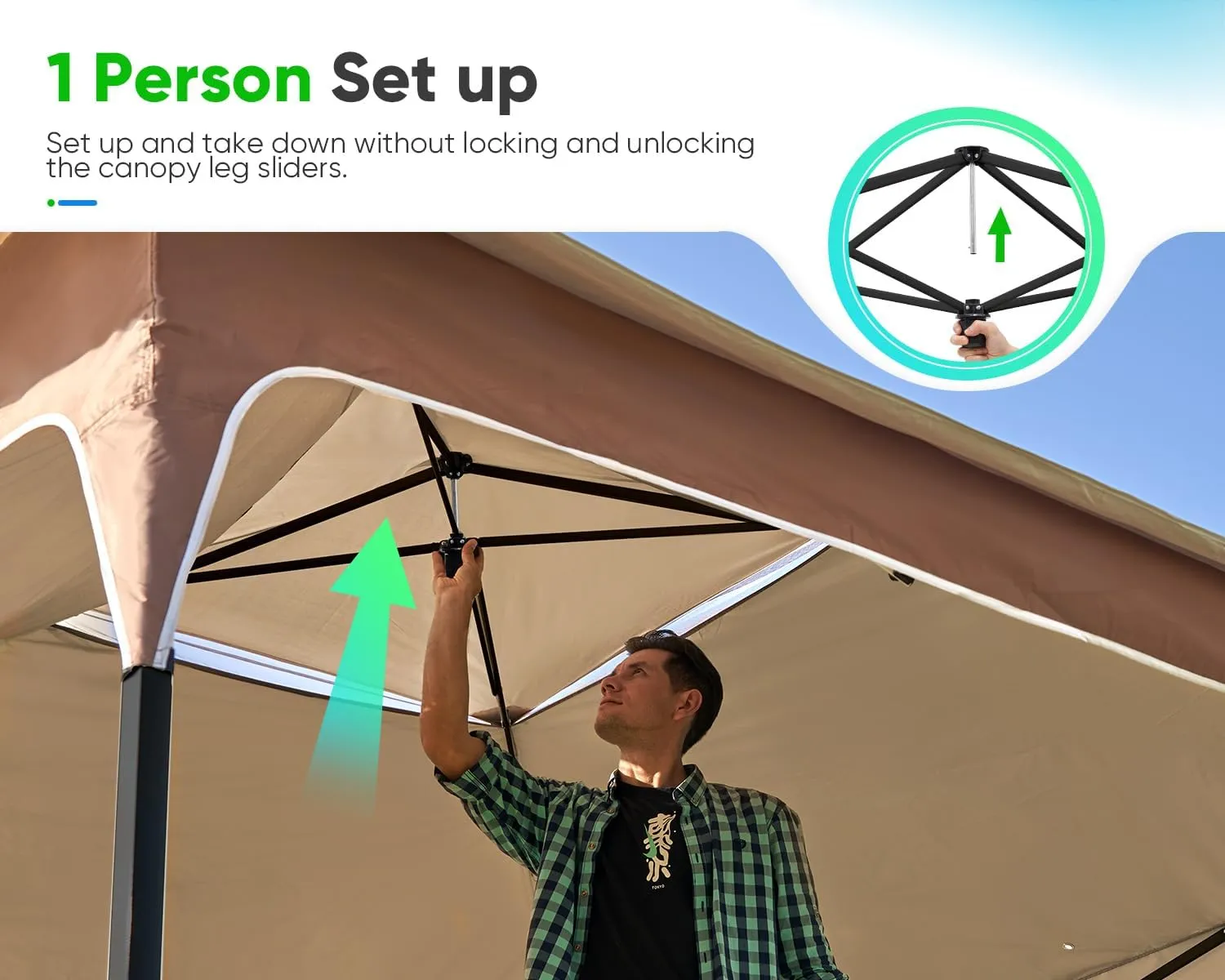 Quictent 12'x12' Pop up Gazebo Canopy Tent, One Person Set up Portable Instant Folding Shelter, Outdoor Canopy Tent with Extra Shade for Backyard, Patio, Party - Khaki