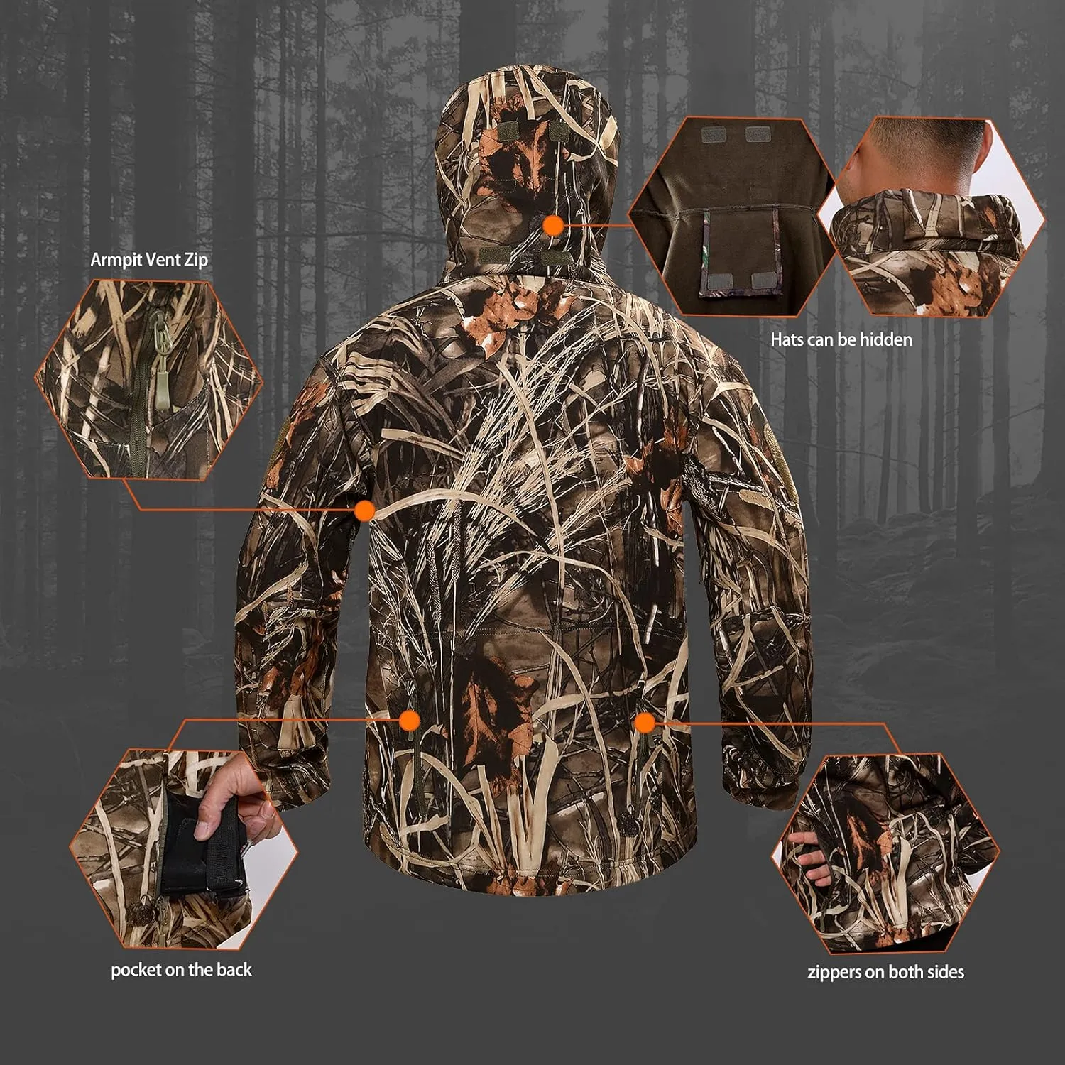 Quiet Hunting Clothes Suit Clothing Gear Camouflage Hoodie Jacket Pants