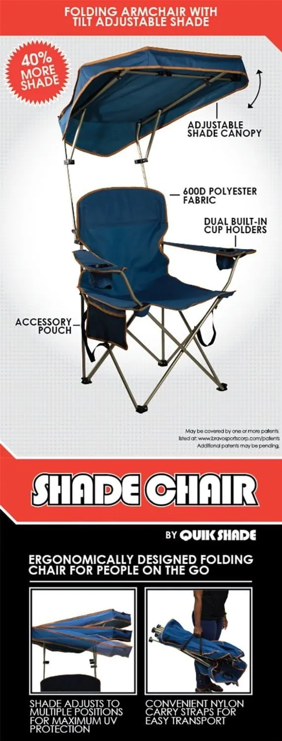 Quik Shade Max Shade High and Wide Folding Camp Tilt UV Sun Protection Canopy Chair