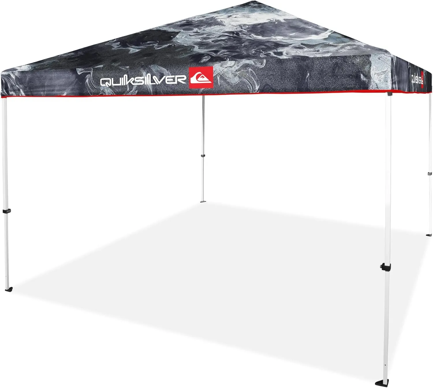 QUIKSILVER 10x10 Pop Up Canopy - Beach Tent with EZ One Push Setup - Outdoor Sun Shade for Beach, Events, Parties, Camping - Gazebo with Wheeled Carry Bag