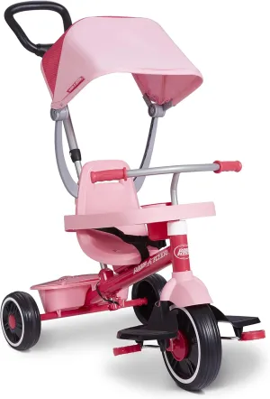 Radio Flyer Pedal & Push 4-in-1 Stroll 'N Trike, Pink Tricycle, Tricycle for Toddlers Age 1-5, Toddler Bike (Amazon Exclusive)