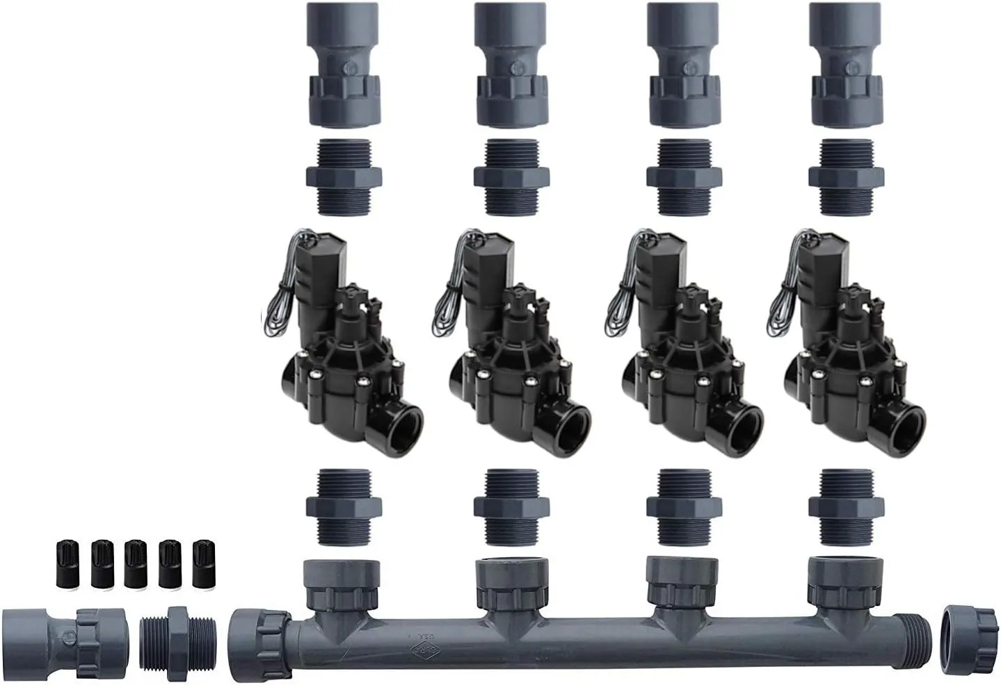 Rain Bird 100DVF Dura Manifold Valve Kit With Flow Control - Slip 100DVF-NPT (4 zone)