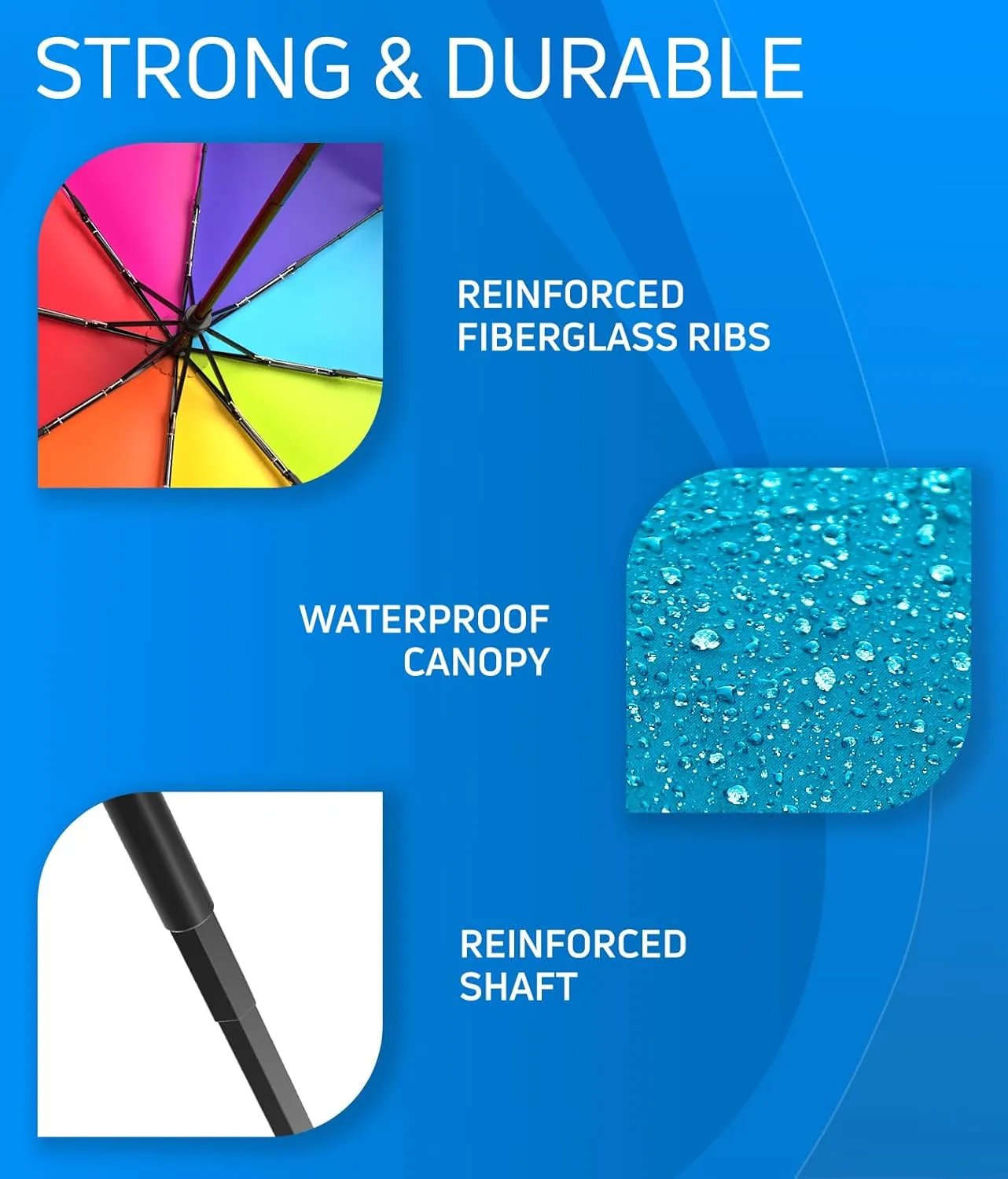 Rain-Mate Windproof Compact Umbrellas for Rain - Portable Folding Travel Umbrella - Auto Open & Close Button