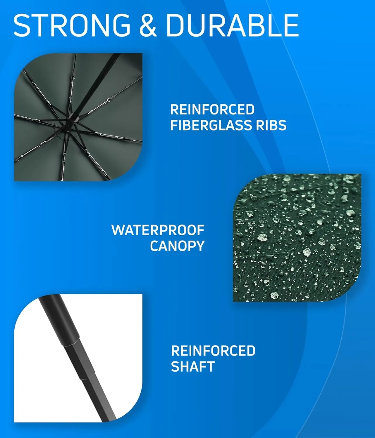 Rain-Mate Windproof Compact Umbrellas for Rain - Portable Folding Travel Umbrella - Auto Open & Close Button