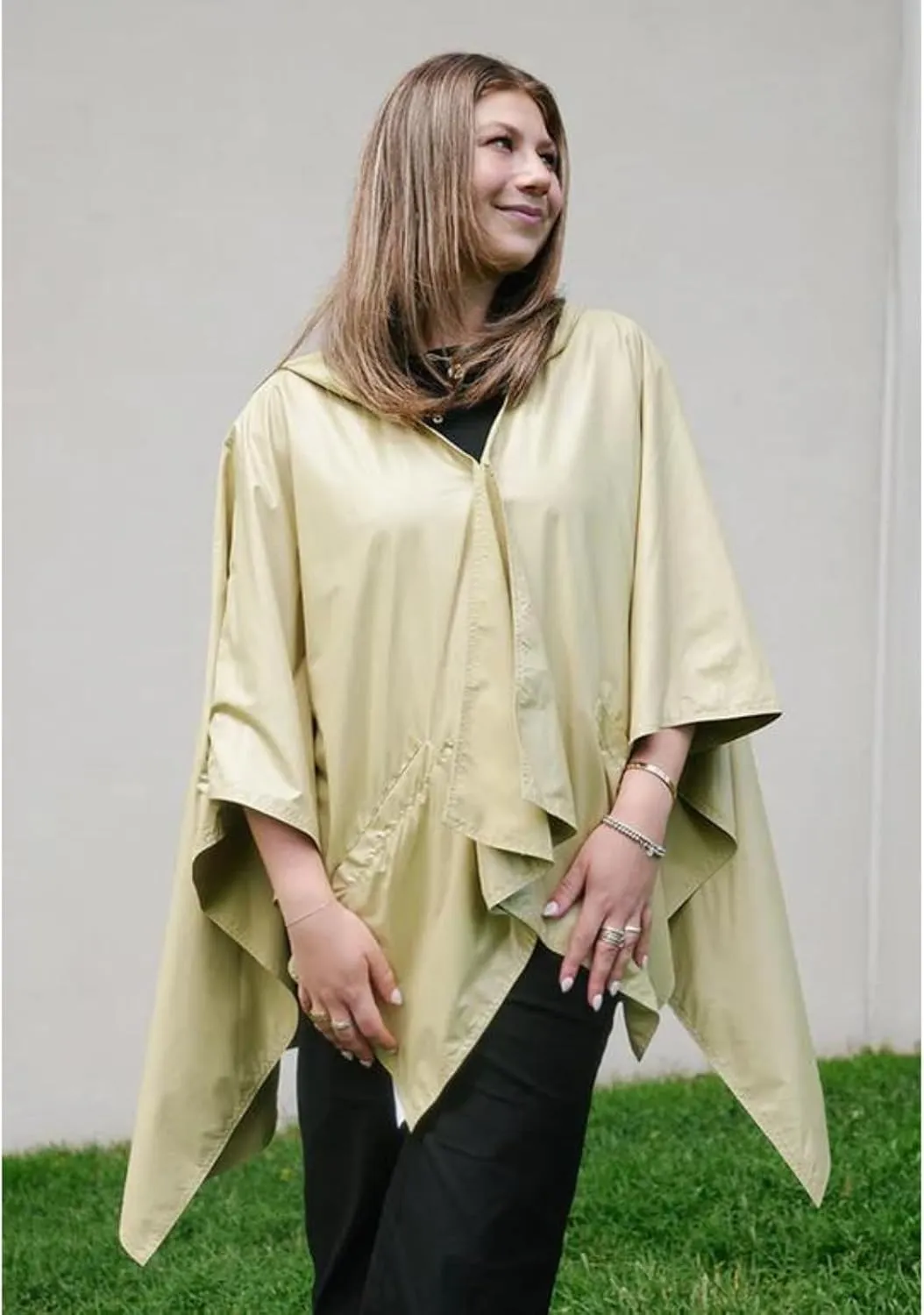 Rain Poncho Jacket Waterproof Rain Cape | One-Size Reversible Rainproof Lightweight & Fast-Drying | Hooded Wrap