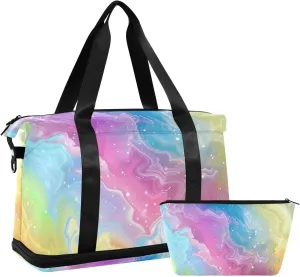 Rainbow Magic Universe Oversized Travel Duffel Bag Large Carry On Airport Bag with Adjustable Strap for Trekking Large Capacity