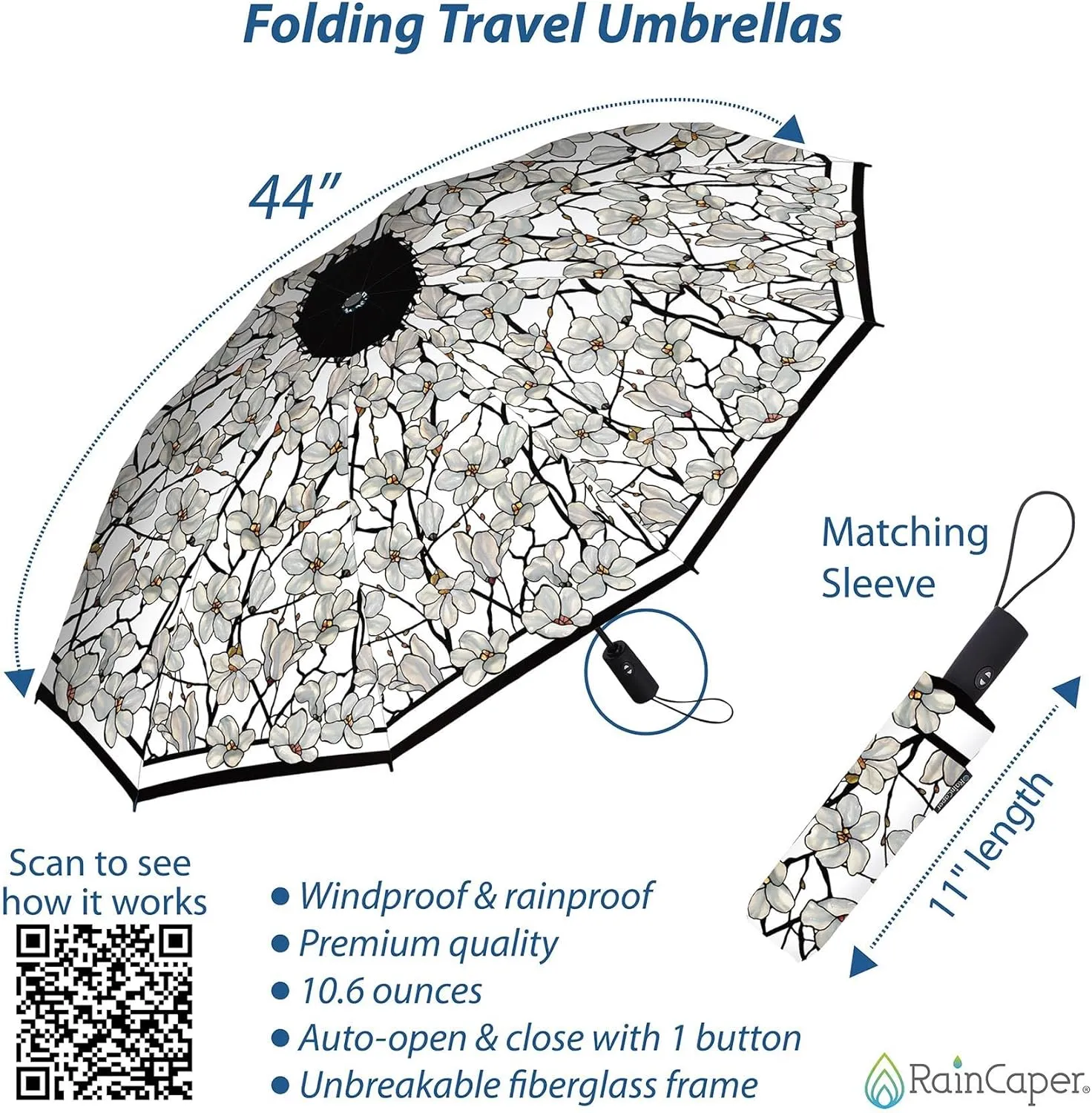 RainCaper Folding Travel Umbrellas