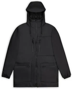 RAINS Cargo Long Jacket – Unisex Waterproof Raincoat with Adjustable Hood, Durable PU Fabric, Breathable & Lightweight Design