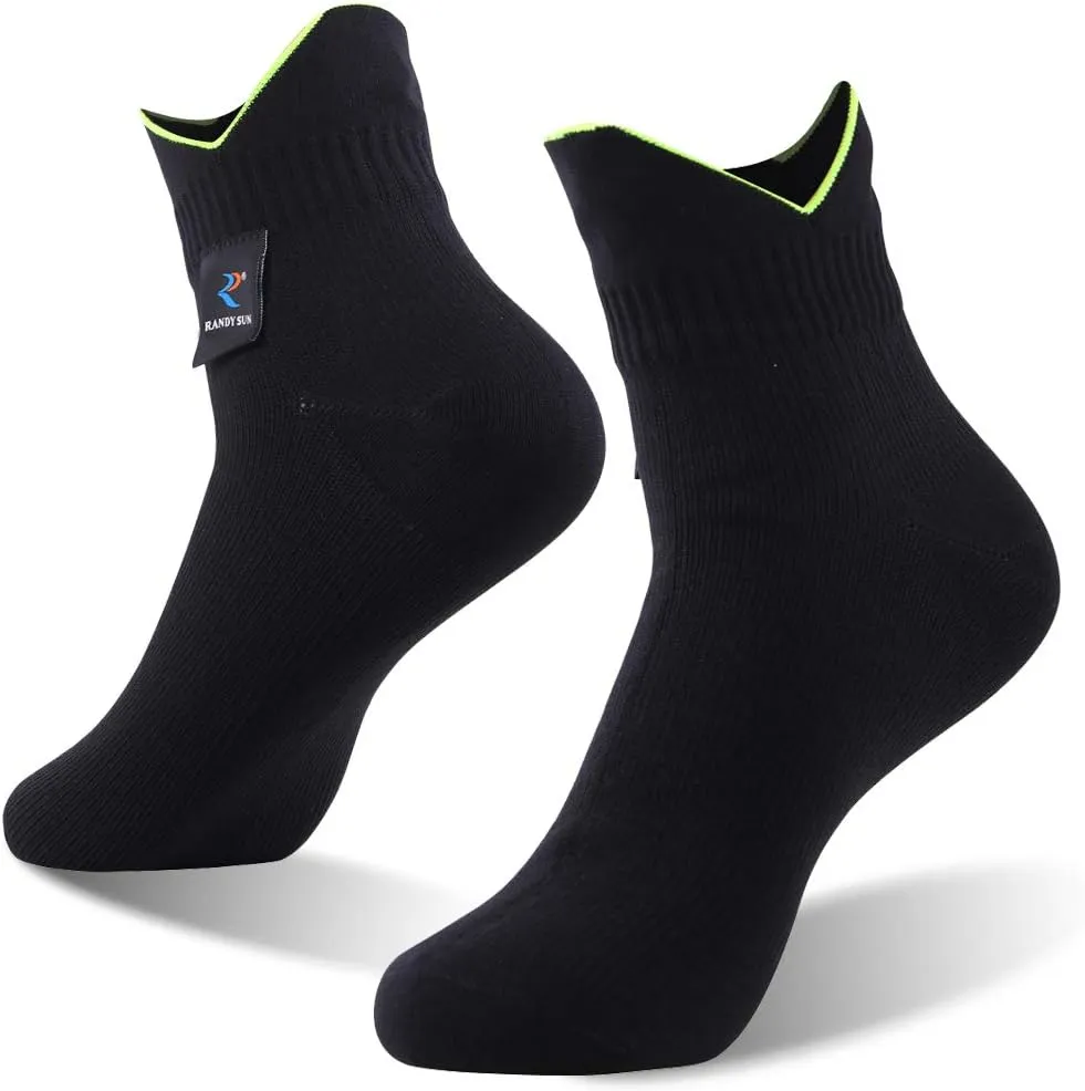 RANDY SUN Waterproof Socks, Unisex Cycling/Hunting/Fishing/Running Ankle Socks 1&2 Pair